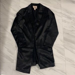 Faux Silk Longline Coat